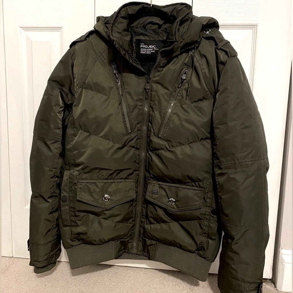 Olive Green Wind Breaker Snow Puffer